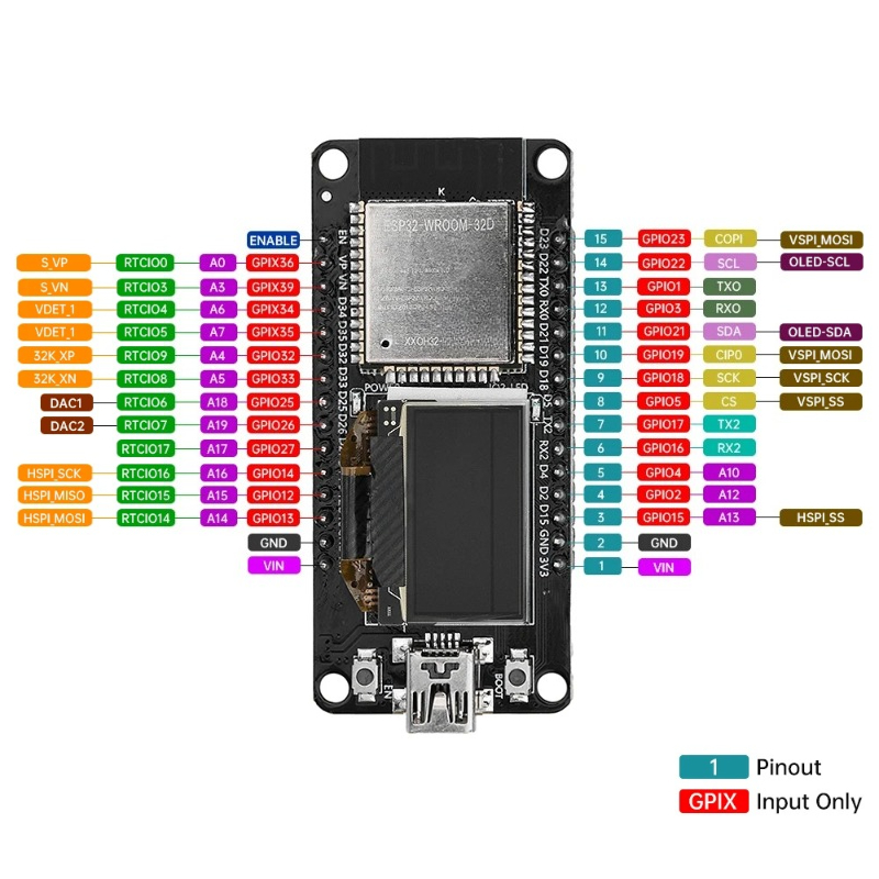 ESP32 ESP-WROOM-32D WIFI Devel - Oled Display Module recension och pris