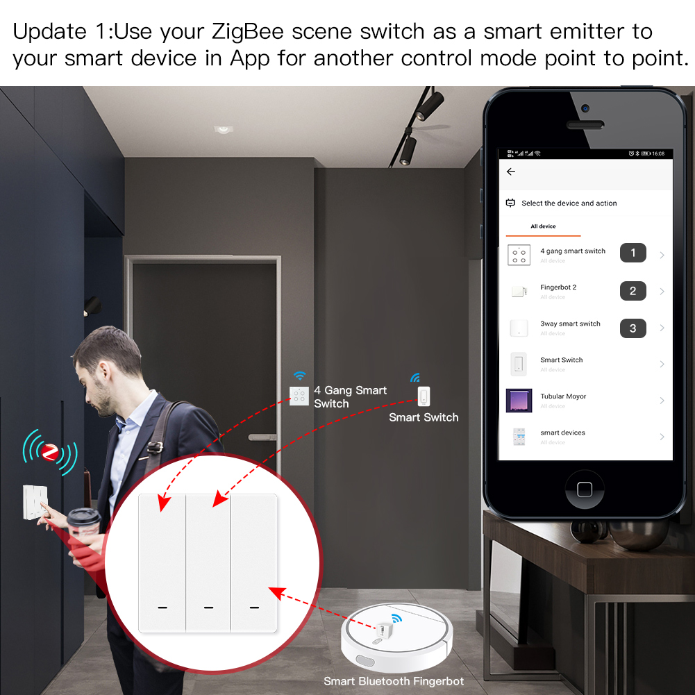MOES Tuya ZigBee Scene Switch  - Push Button Tactile recension och pris