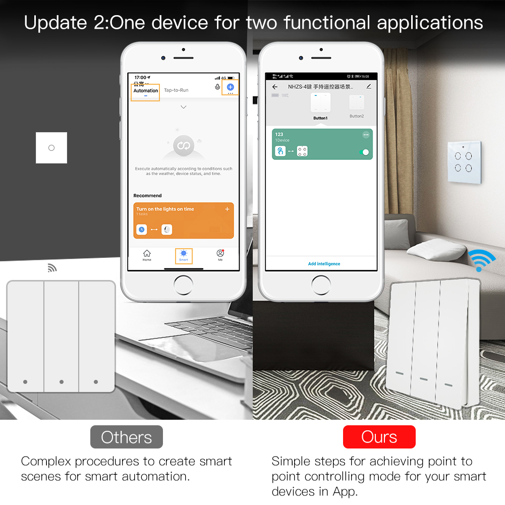 MOES Tuya ZigBee Scene Switch  - Push Button Tactile recension och pris