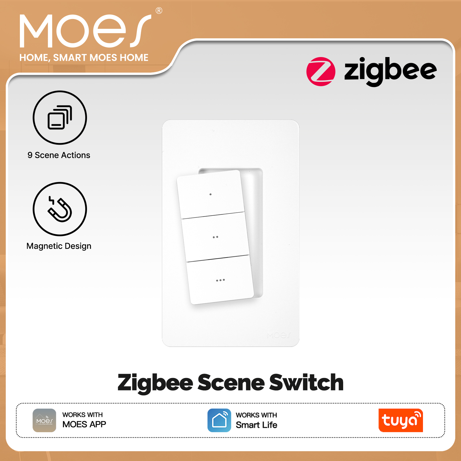 MOES Tuya Zigbee Smart Wireles - Push Button Tactile recension och pris
